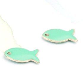 Pendentifs Poisson Vert Pastel Style Émaillé 14mm – Métal Doré