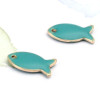Pendentifs Poisson Bleu Pétrole style emaillé 14 mm metal couleur Doré