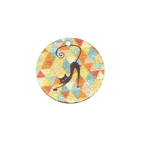 pendentifs breloques stardust Ronde 20mm Chat Doré