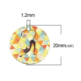 pendentifs breloques stardust Ronde 20mm Chat Doré