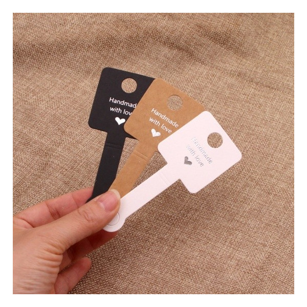 Étiquettes Carré  4cm auto adhésive HandMade with love en KRAFT