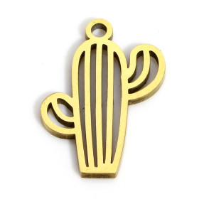 Pendentifs Cactus 17.5mm en acier Inoxydable 316 Placage Doré