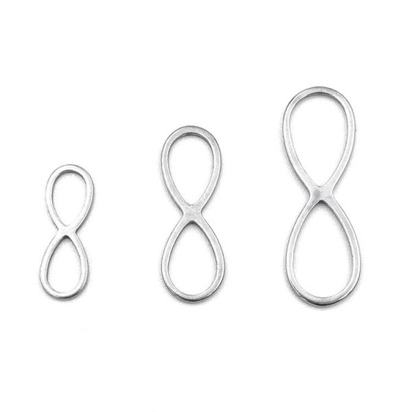 Pendentifs Infini 15 mm, Acier Inoxydable 304 finition Argenté pour bijoux raffinés