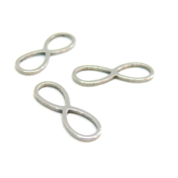Pendentifs Infini 15 mm, Acier Inoxydable 304 finition Argenté, pour bijoux raffinés