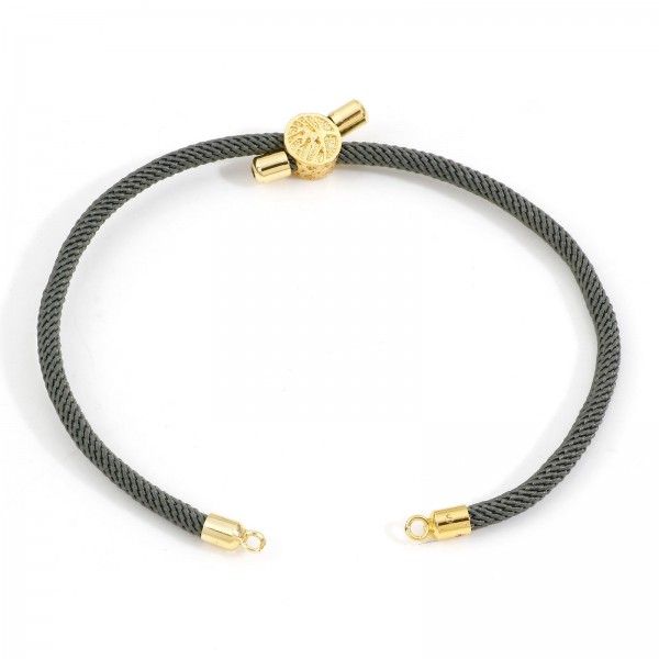 Support bracelet Intercalaire cordon Nylon ajustable avec accroche Slide Arbre Cuivre Doré Coloris Gris