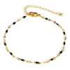 Bracelet ajustable 17.5cm avec chaine d'extension maille émaillé Noire en Acier Inoxydable 304 coloris Doré