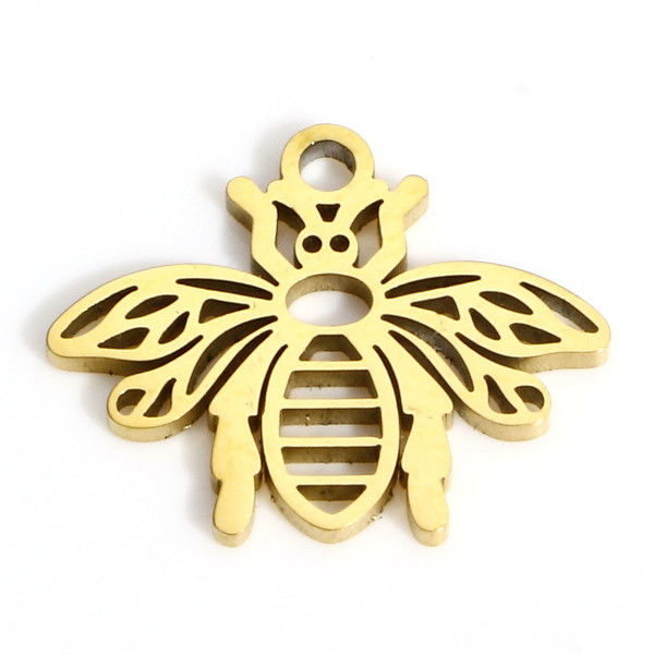 Pendentifs Abeille 15mm en acier Inoxydable 316 Placage Doré