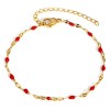 Bracelet ajustable 17.5cm avec chaine d'extension maille émaillé Rouge en Acier Inoxydable 304 coloris Doré