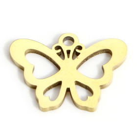 Pendentifs Papillon 15mm en acier Inoxydable 316 Placage Doré