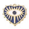 Pendentifs médaillons Coeur  Amulette, oeil de la protection émaillé 28mm BLEU ROYAL base doré