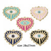 Pendentifs médaillons Coeur  Amulette, oeil de la protection émaillé 28mm Rose base doré