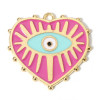 Pendentifs médaillons Coeur  Amulette, oeil de la protection émaillé 28mm Rose base doré