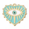 Pendentifs médaillons Coeur  Amulette, oeil de la protection émaillé 28mm Bleu Turquoise base doré