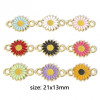 Connecteurs Marguerite Résine Émaillée 13mm Jaune Base Doré