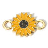 Connecteurs Marguerite Résine Émaillée 13mm Jaune Base Doré