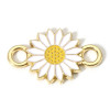 Connecteurs Marguerite résine émaillé 13mm Blanc base doré