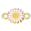 Connecteurs Marguerite résine émaillé 13mm Rose pale base doré