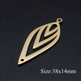 Connecteur , Goutte Art Déco - 38mm -Doré en Acier Inoxydable - Placage Ionique REF 22