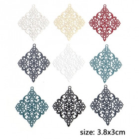Estampes Pendentifs Losange Dentelle 38mm métal finition Argent Platine