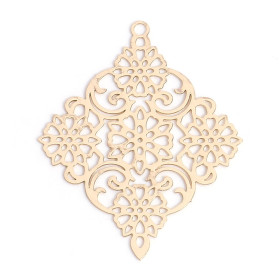 Estampes Pendentifs Losange Dentelle 38mm métal finition Doré