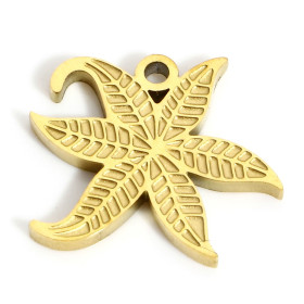 Pendentif Feuille 14.5 mm – Acier Inoxydable 316 – Finition Dorée