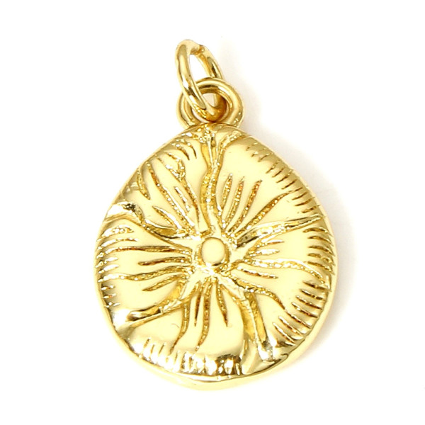 Pendentif Goutte et Soleil 17 mm, Cuivre finition Doré à 'or fin 18K