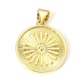 Pendentif  Soleil 16.5 mm en Cuivre placage Doré 18KT  pour création de bijoux raffinés