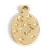 Pendentifs Ovale Etoile 12mm en Cuivre placage Doré 18KT  pour création de bijoux raffinés