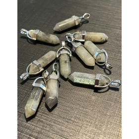 pendentif pendule Labradorite, Yoga Healing  41mm, métal coloris Argent