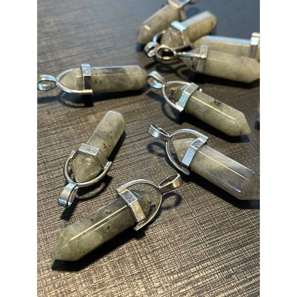 pendentif pendule Labradorite, Yoga Healing  41mm, métal coloris Argent