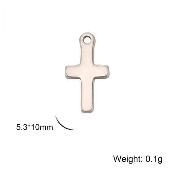 Pendentifs petites Croix 10mm en Acier Inoxydable 304 finition Argenté