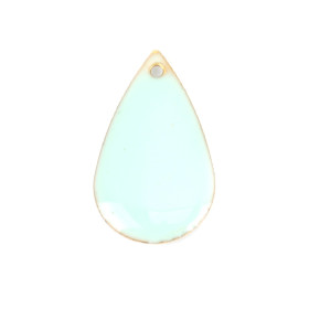Sequins médaillons style émaillés biface Goutte 21 par 13mm Vert pastel base doré