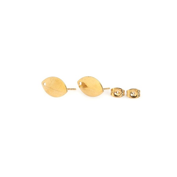Boucles d’Oreille Puces Ovales Bombées 15mm – Acier Inoxydable 304 Doré