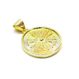 Pendentif  Soleil 16.5 mm en Cuivre placage Doré 18KT  pour création de bijoux raffinés