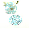 Estampes Pendentifs Oiseau sur branche 31mm métal finition Bleu Ciel