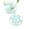 Estampes Pendentifs Oiseau sur branche 31mm métal finition Bleu Ciel