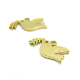 Pendentifs Oiseau de la paix 13mm – Acier Inoxydable 316 Doré