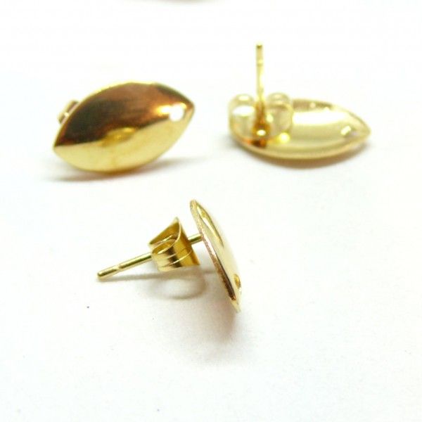 Boucles d’Oreille Puces Ovales Bombées 15mm – Acier Inoxydable 304 Doré