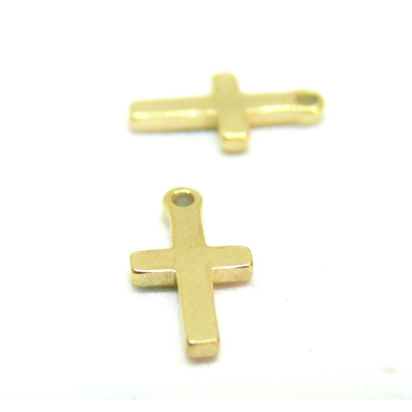Pendentifs petites Croix 10mm en Acier Inoxydable 304 finition Doré  pour création de bijoux raffinés