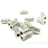 Perles intercalaires Tubes travaillés 8mm métal finition Argent Antique