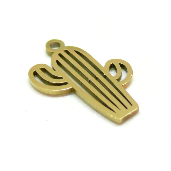 Pendentifs Cactus 17.5mm en acier Inoxydable 316 Placage Doré
