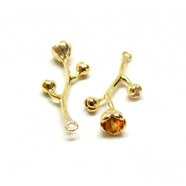 Pendentifs Fleur sur Tige 23mm – Cuivre Doré à l'or fin 18K