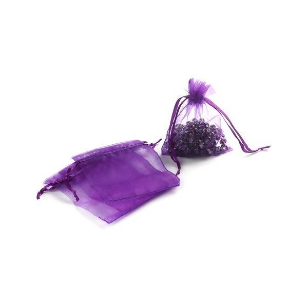 Pochettes Organza Violet  80 par 100 mm pour bijoux , baptême, mariage