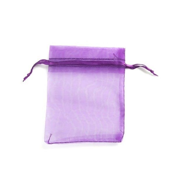 Pochettes Organza Violet  80 par 100 mm pour bijoux , baptême, mariage