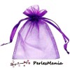 Pochettes Organza Violet  80 par 100 mm pour bijoux , baptême, mariage