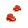 Pendentifs médaillons émaillés CŒUR ROUGE  18 mm base doré