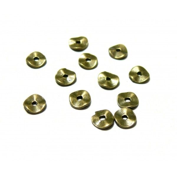 Perles intercalaires passants RONDELLES VAGUE 6mm métal finition BRONZE