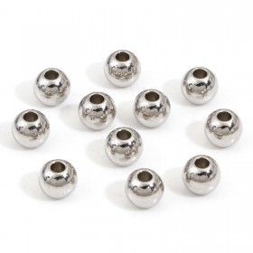 Perles intercalaires Bille 4mm, trou 1.2mm métal finition Argent Platine