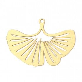Estampes Pendentifs Feuille de Gingko 30mm métal finition Doré