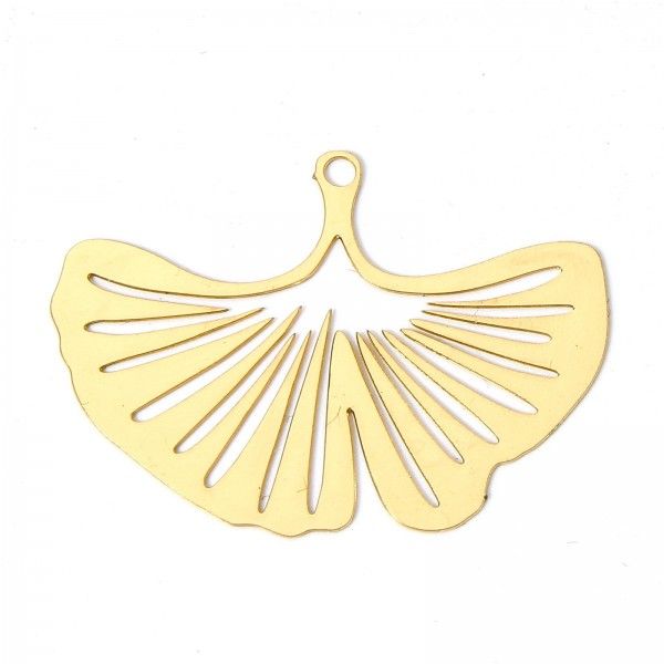 Estampes Pendentifs Feuille de Gingko 30mm métal finition Doré